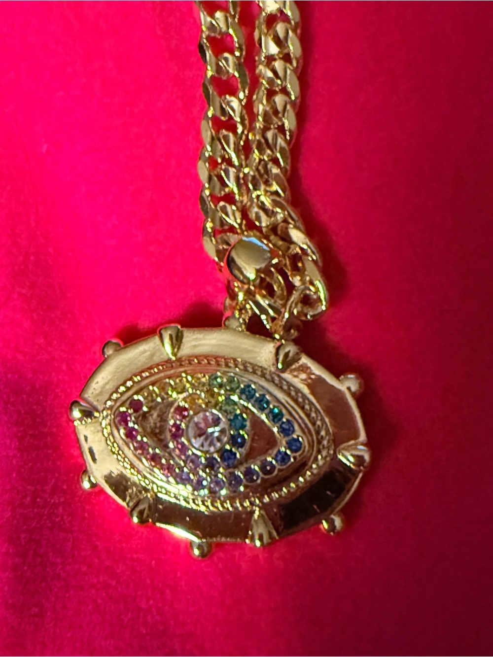 Kurt Geiger Rainbow Evil Eye Pendant Necklace - Dust Bag & Pride Statement